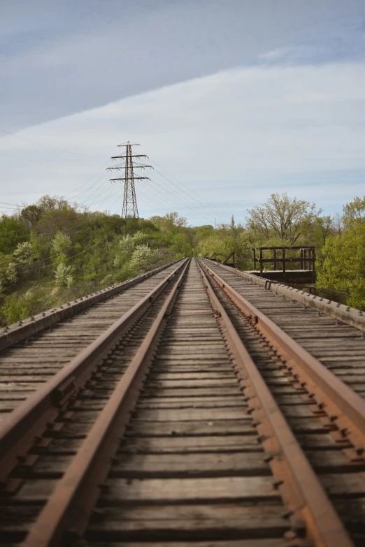 the train track has a few wires on it