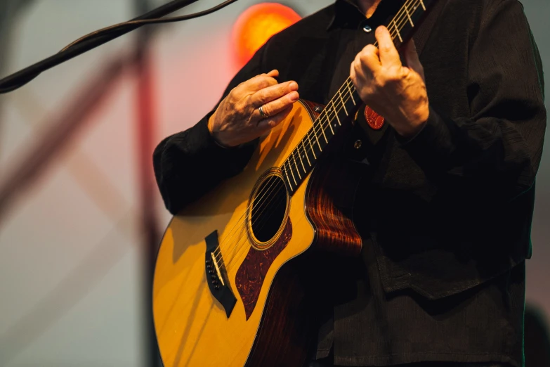 a man with a guitar and microphone