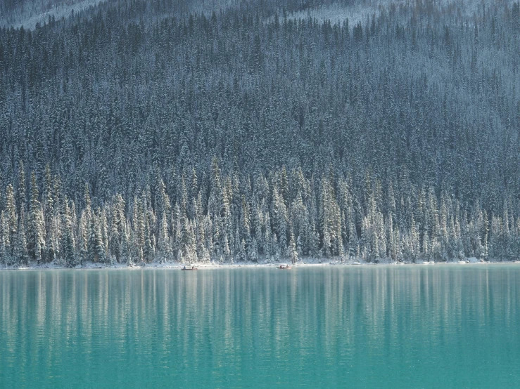 two boats floating along the waters of a lake