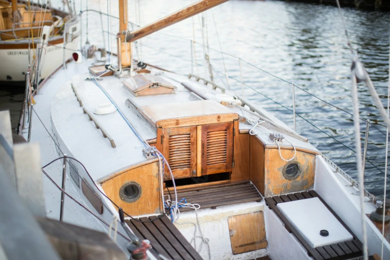 a view from the stern of a sail boat