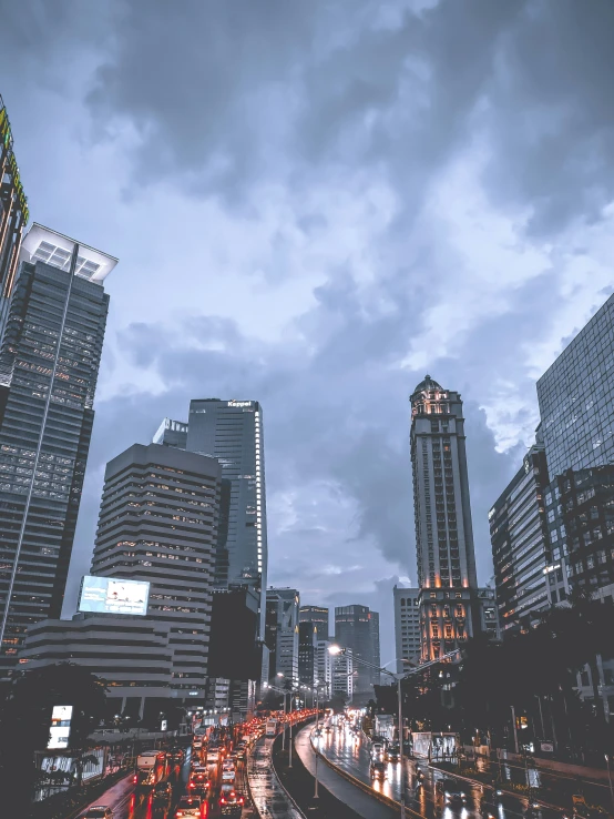 some buildings and traffic lights on a street