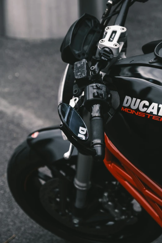 the handlebars are attached to the ducati motorcycle