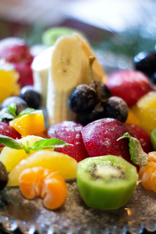 the table is covered with many different foods