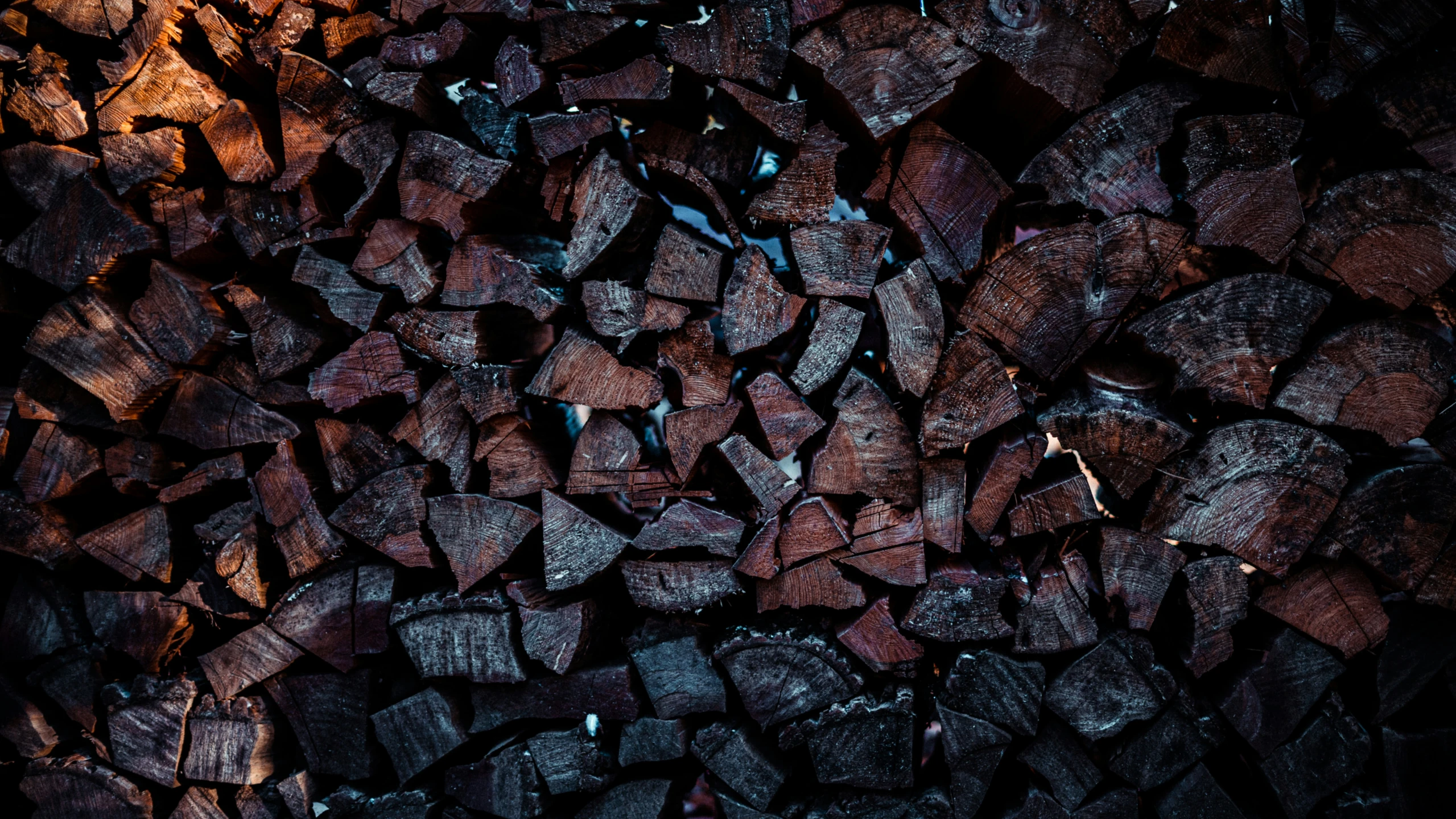 wood chips are piled into the shape and look like woodpile