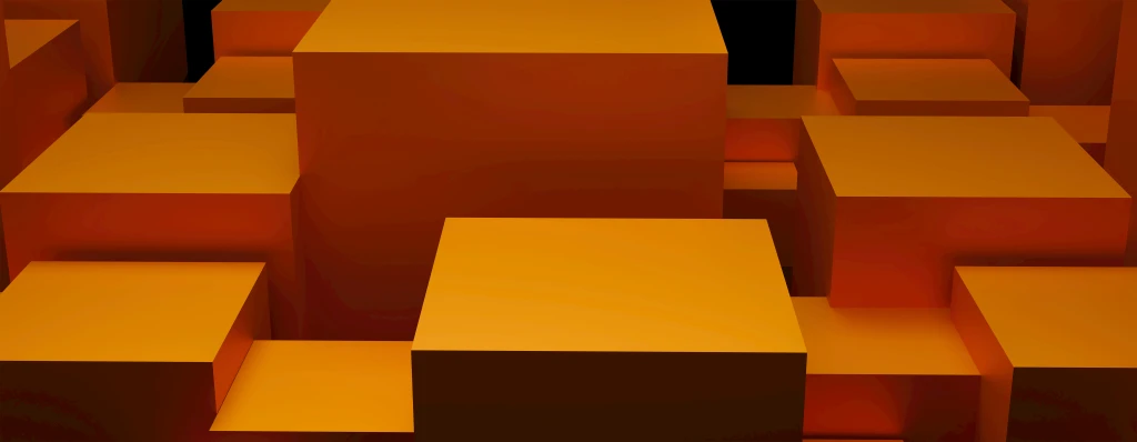 a large set of orange boxes stacked on top of each other