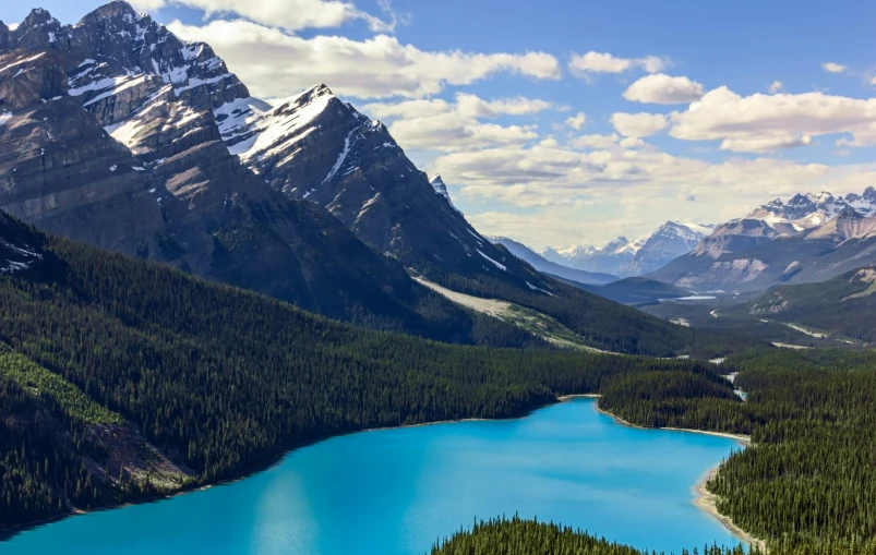 a view of a lake in the middle of a mountain