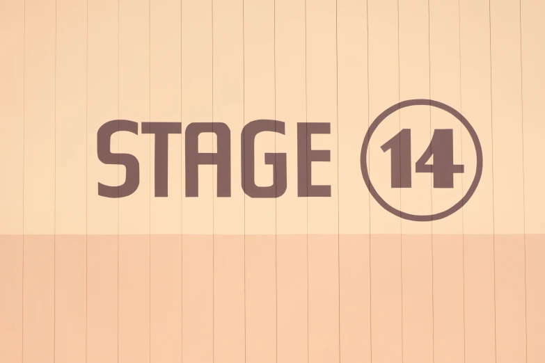 a black and white sign that reads stage 14