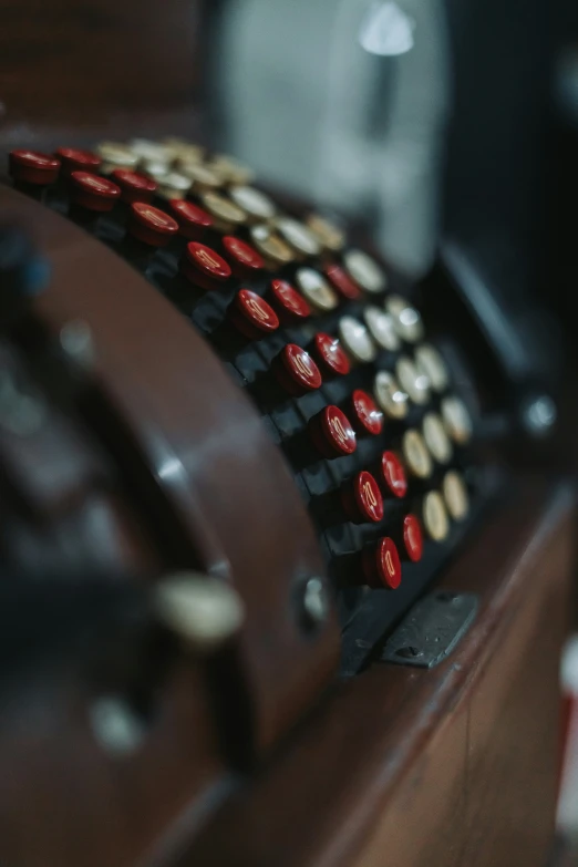 a vintage typewriter with ons showing and other type