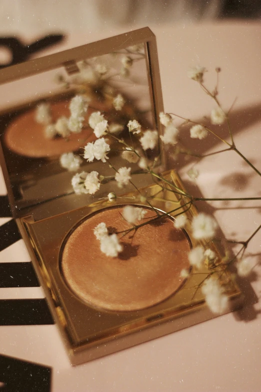 a pressed picture of flowers in a tray