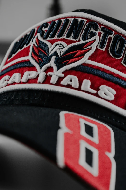 a black, red and white washington capitals cap