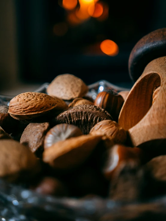 a close up of nuts and almonds on a plate