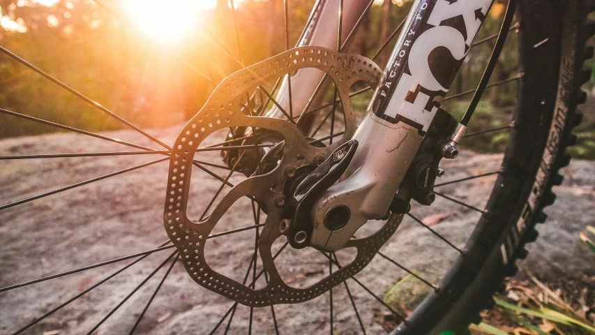 a close up view of a bike wheel