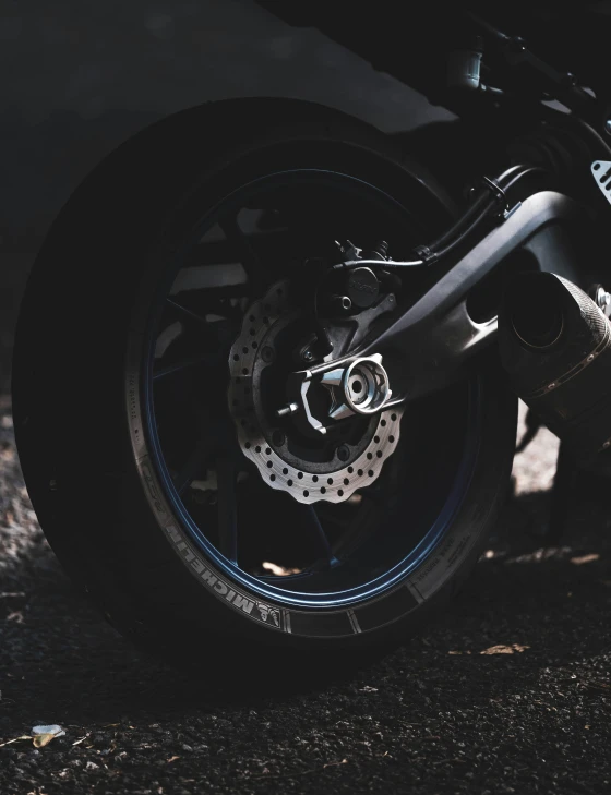 the tire rim of an individual motorcycle