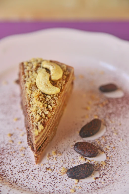 a piece of desert sitting on top of a white plate