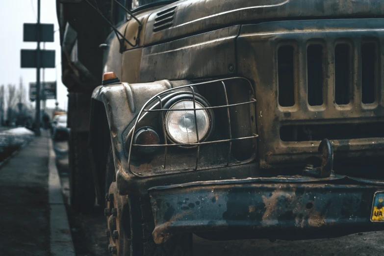 a close up of the front grille and front grill of a truck