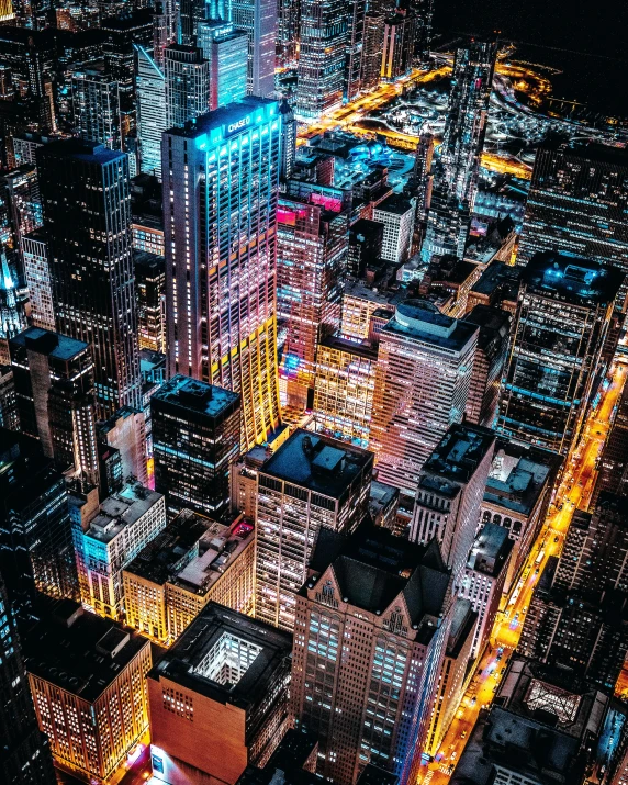 an aerial view of a city with lots of buildings