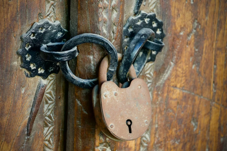 a metal door handle has been locked on the wall