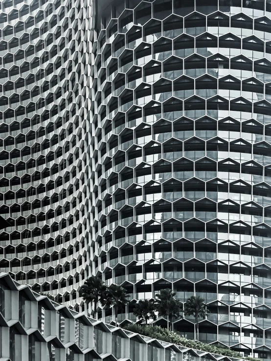 large buildings next to the ocean with windows