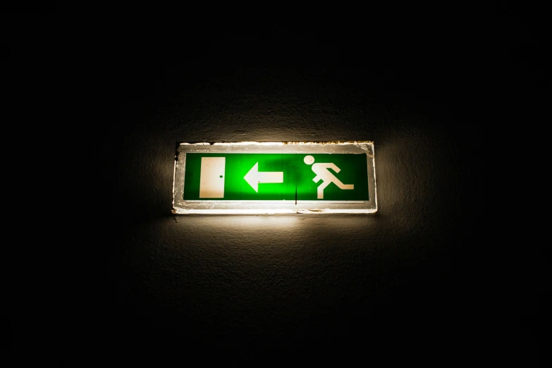 an illuminated walk sign in the dark