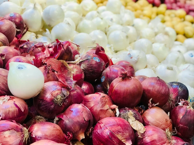 the onions and garlic are being sold at the store