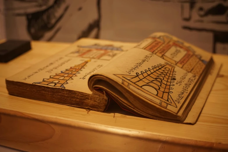 an open book is shown on the table
