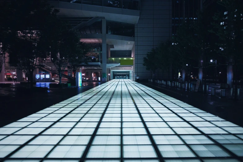 a light show on a city street at night