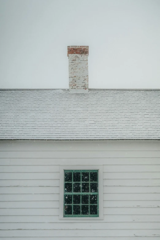 white house with windows and chimney in the front