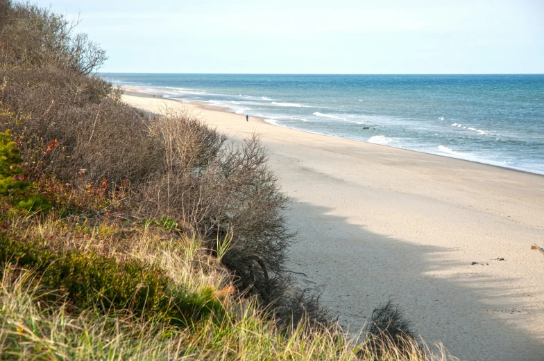 a couple walking on top of a sandy beach