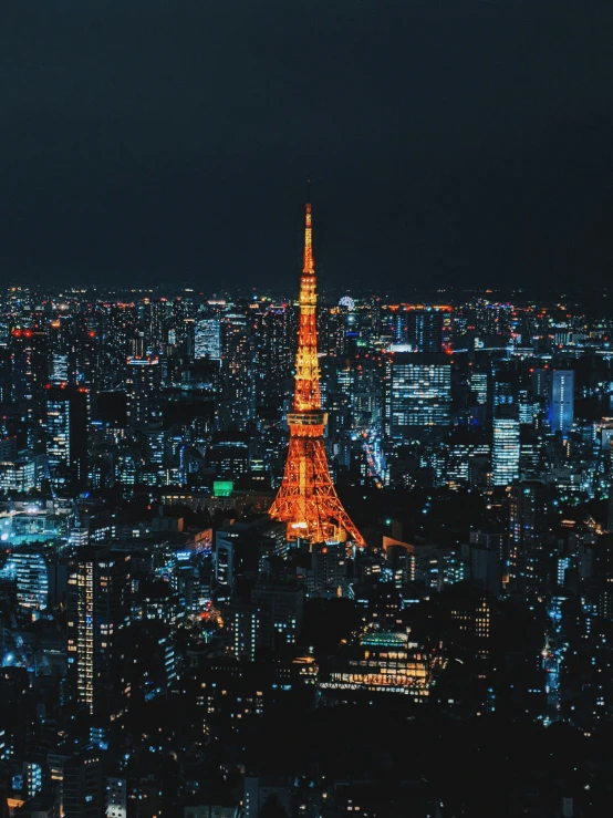 the view of a city at night from an observation point