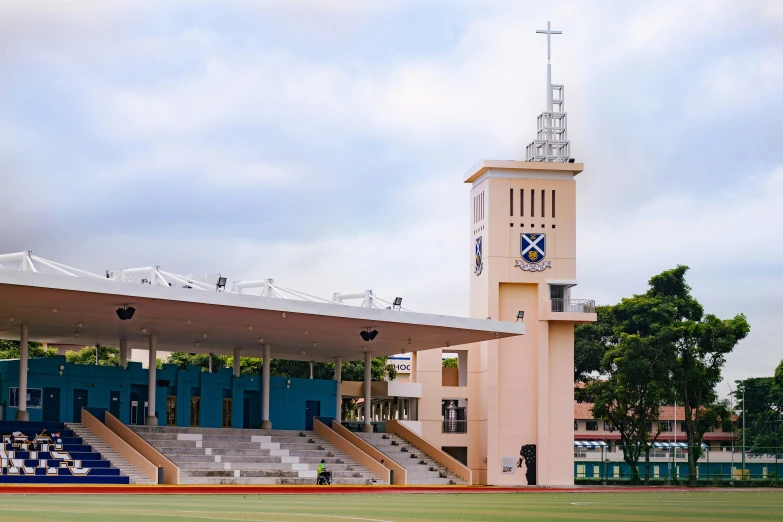 there is a clock tower on the building