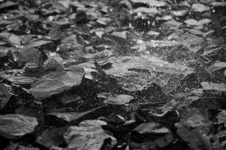 black and white pograph of a cluster of rocks