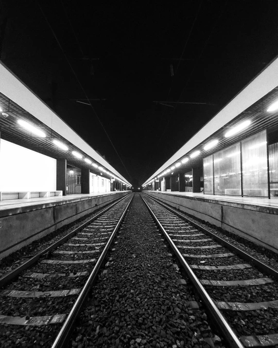 black and white po of a train track
