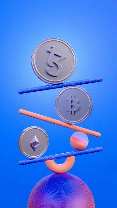 an image of a bitcoin on a blue surface