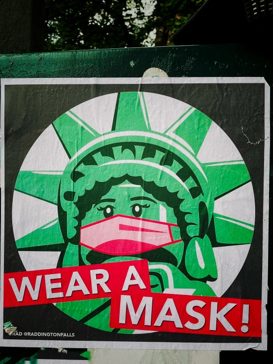 the sign says wear a mask to protect yourself against the corona