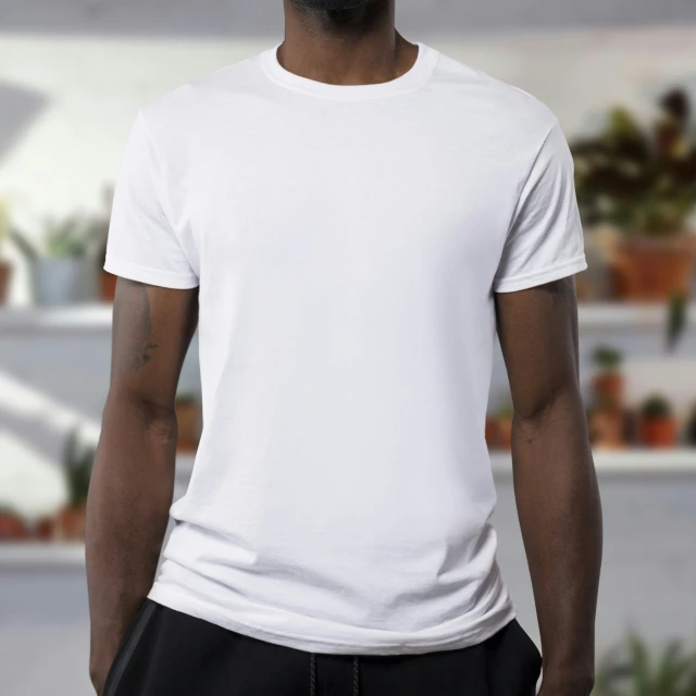 a person in black pants and white shirt standing