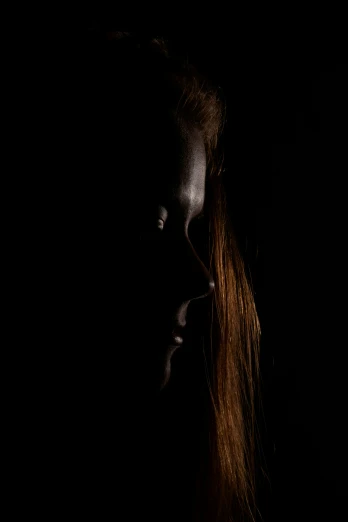 a silhouette of a woman with long hair