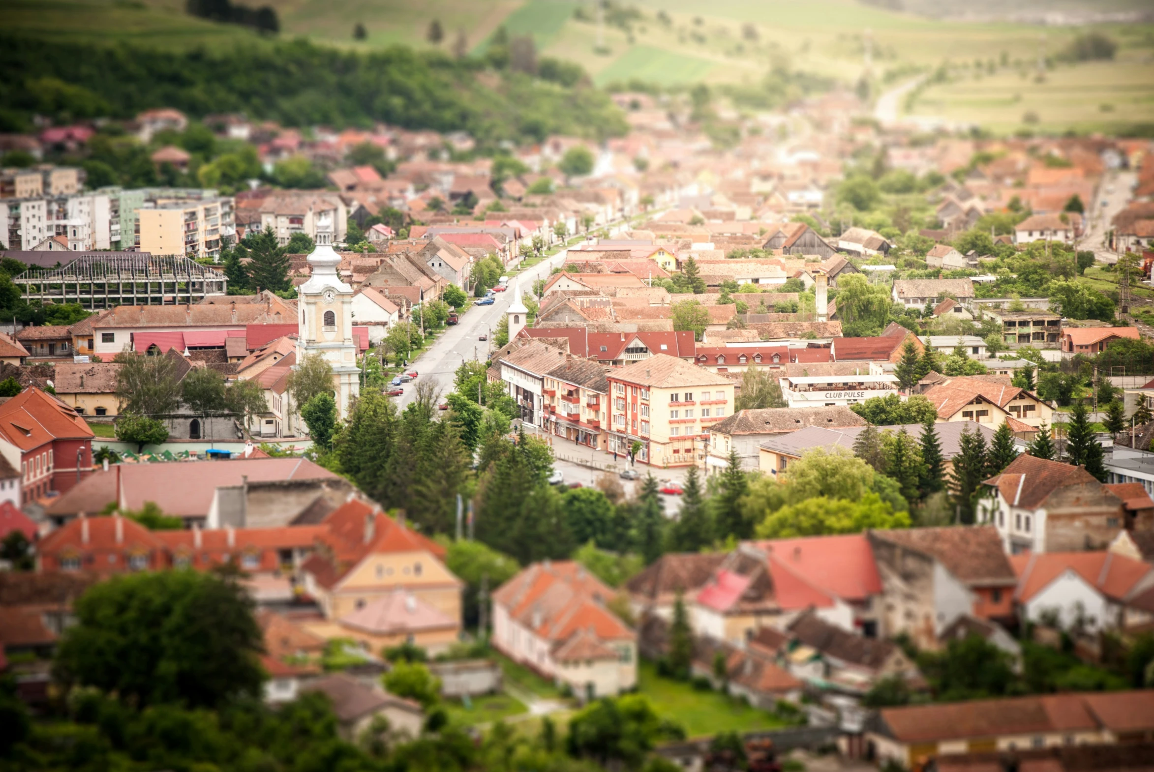 a bird's eye view of a small town with lots of houses