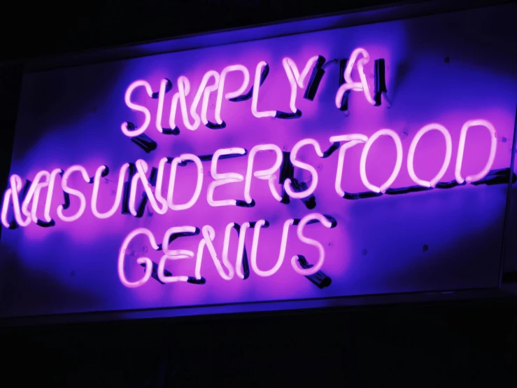 a neon sign with the words simply a mascundershoe genius