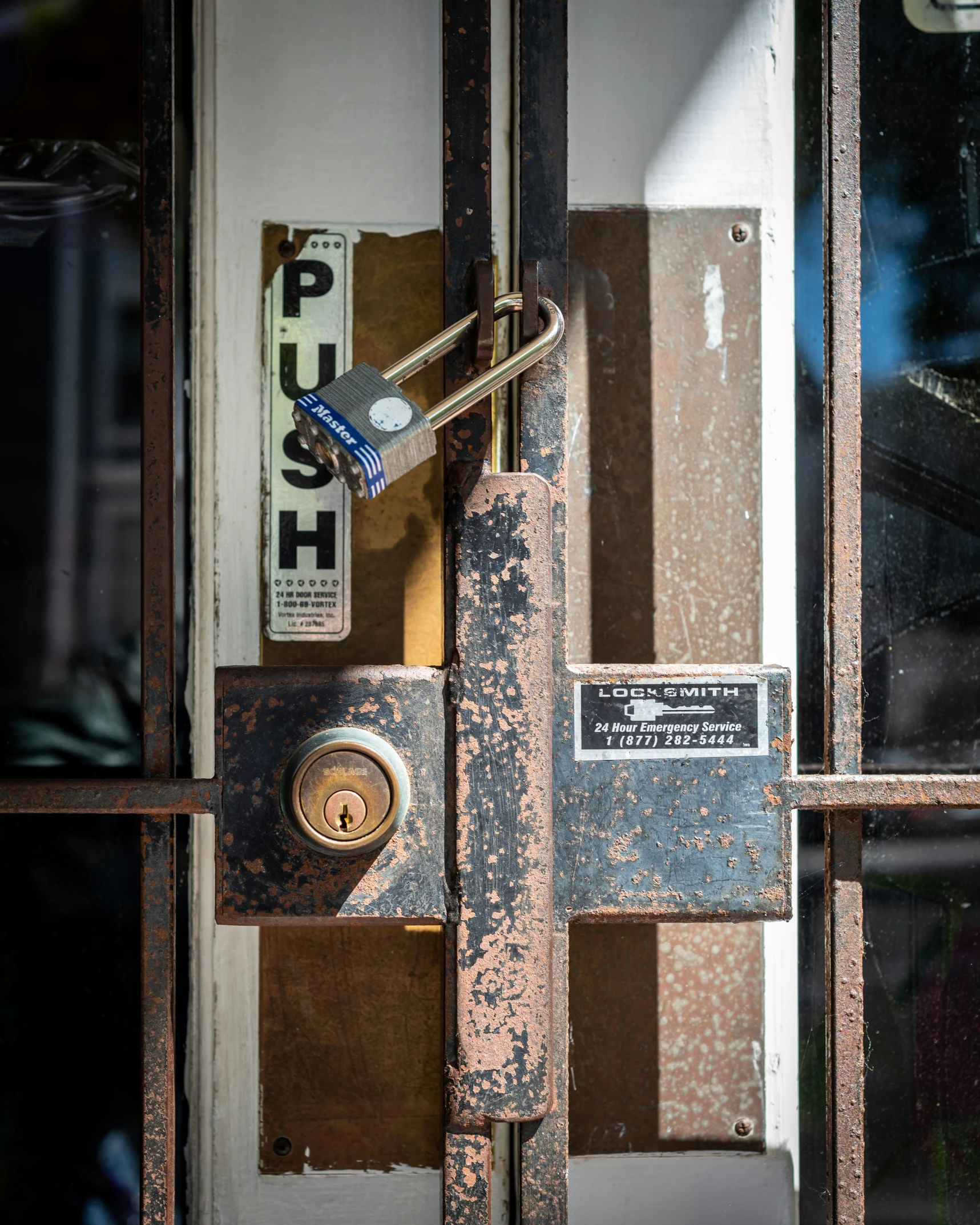 this is an image of an old door with locks