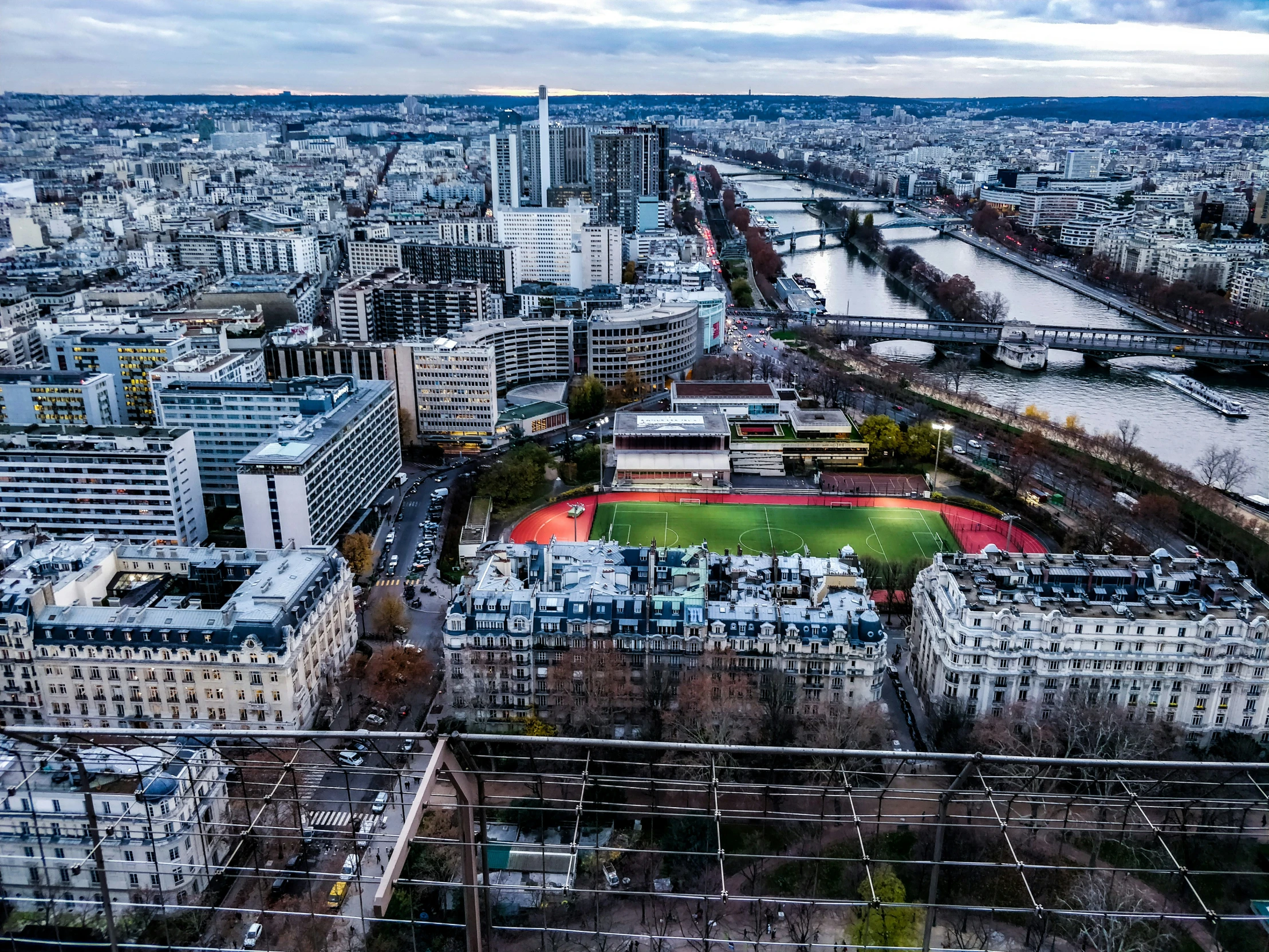 the view from above of the large city