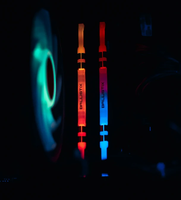 the inside of a device glows with various colors