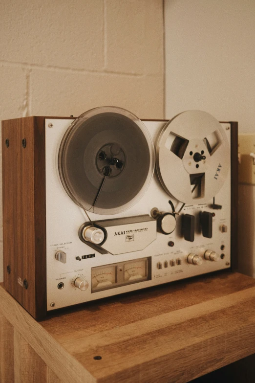 old turntable with tape player on display in old house