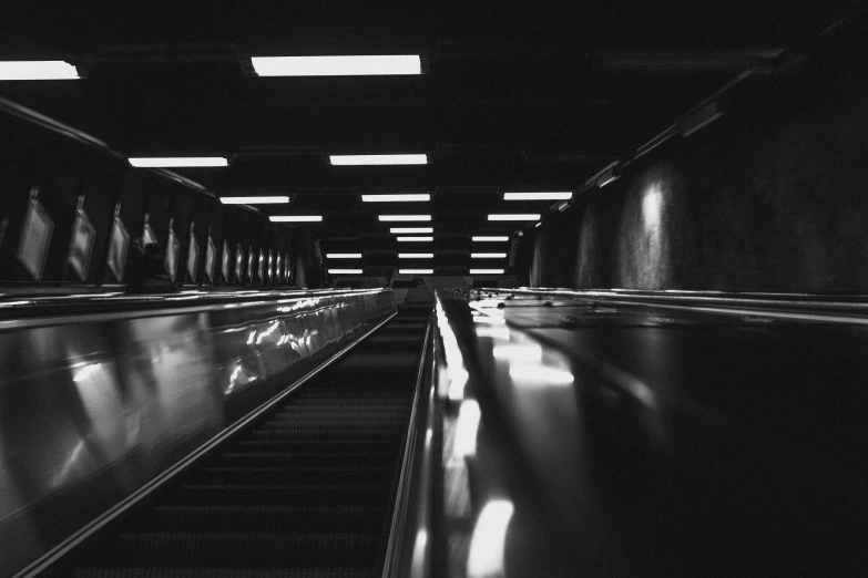 black and white pograph of a train platform