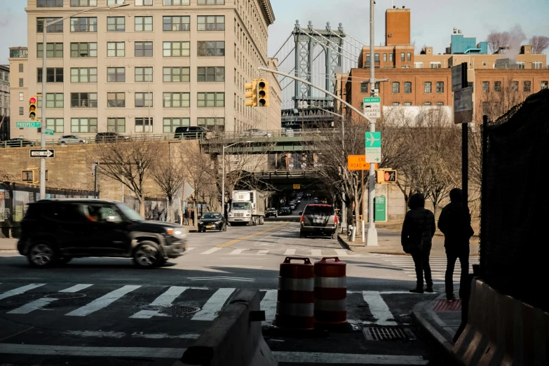 a car passing by on the street at an intersection