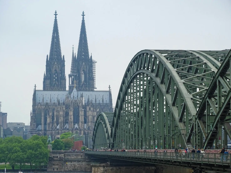 a view of the cologne cathedral from across the river