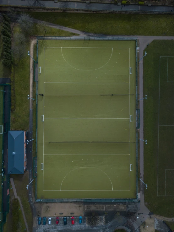 a bird's - eye view of a soccer field