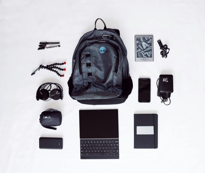 this is a picture of the contents of a backpack