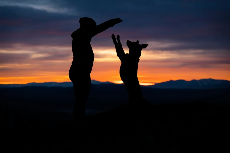 a couple of people standing on top of a hill