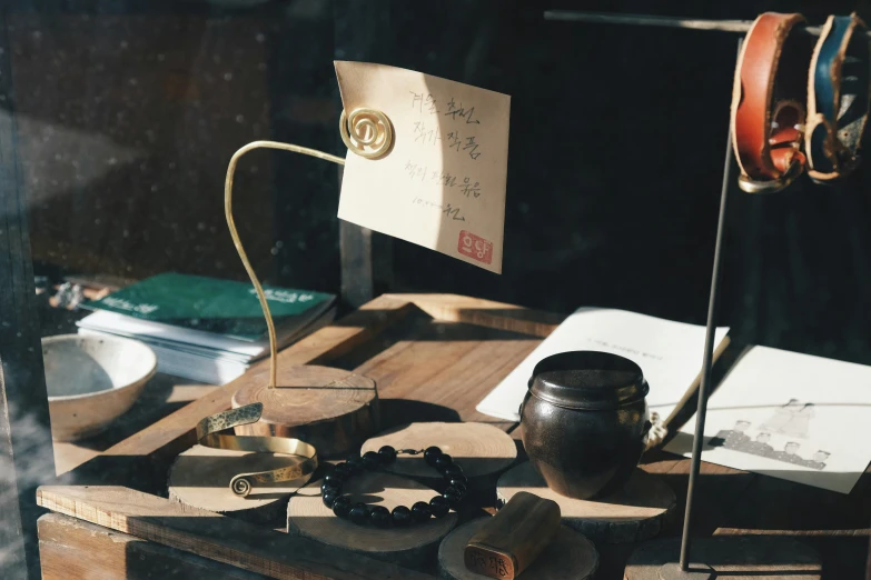 some items are laying out on a table