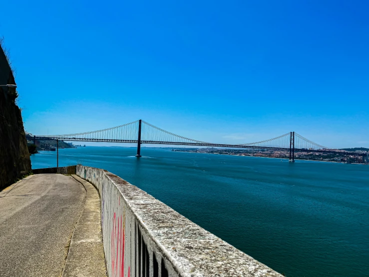 a view of the bay bridge from across the water